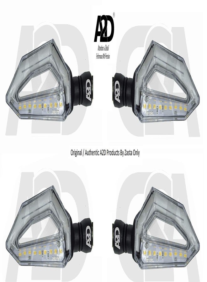A2D Type-D Double Color Bike DRL + Sleek SMD LED Turn Signal Indicators Yellow & Blue-Set of 4 - Image 4