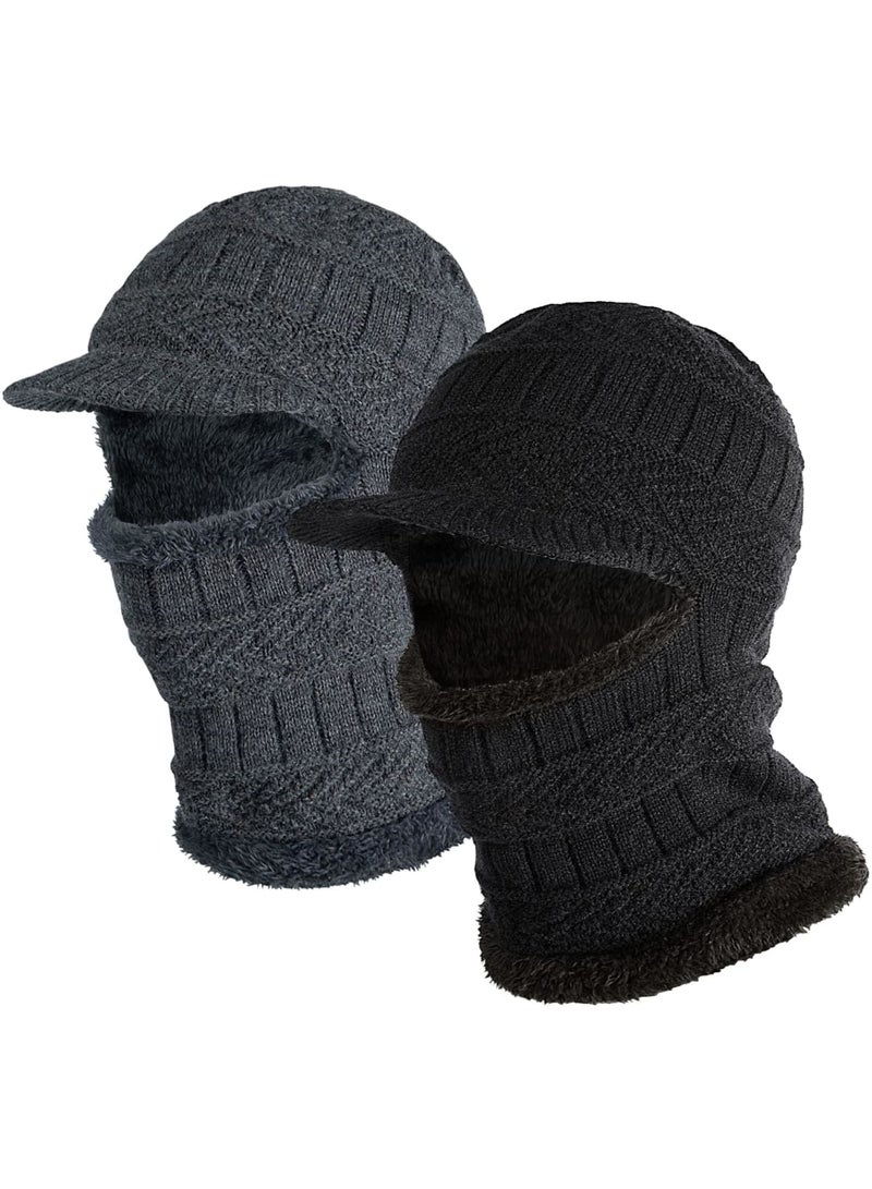 SYOSI قناع وجه بالاكلافا 2 حزمة، قبعة شتوية محبوكة بالاكلافا دافئة لركوب الدراجات والتزلج، قناع تزلج لطقس بارد مع غطاء للرقبة وأذنين، قبعات نينجا خارجية، قبعات شتوية محبوكة للنساء والرجال البالغين - Image 1