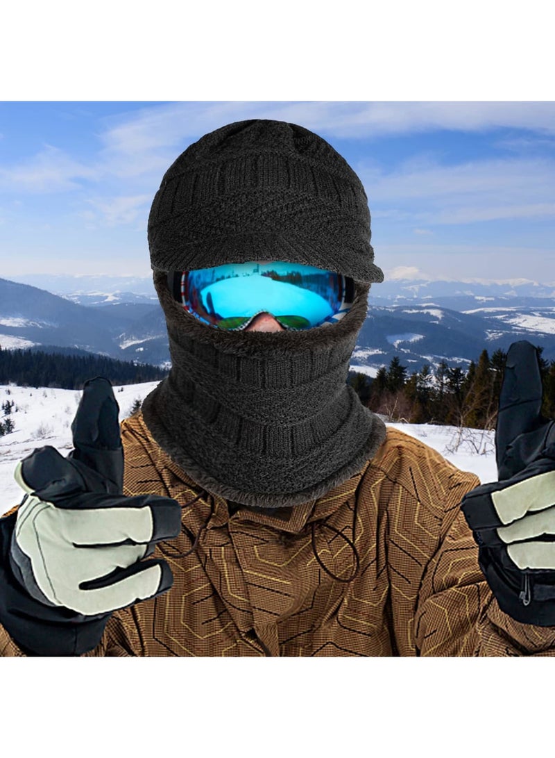 SYOSI قناع وجه بالاكلافا 2 حزمة، قبعة شتوية محبوكة بالاكلافا دافئة لركوب الدراجات والتزلج، قناع تزلج لطقس بارد مع غطاء للرقبة وأذنين، قبعات نينجا خارجية، قبعات شتوية محبوكة للنساء والرجال البالغين - Image 2