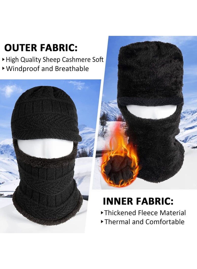 SYOSI قناع وجه بالاكلافا 2 حزمة، قبعة شتوية محبوكة بالاكلافا دافئة لركوب الدراجات والتزلج، قناع تزلج لطقس بارد مع غطاء للرقبة وأذنين، قبعات نينجا خارجية، قبعات شتوية محبوكة للنساء والرجال البالغين - Image 4
