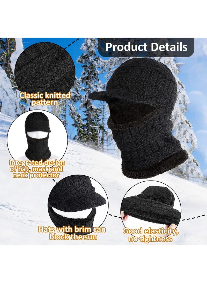 SYOSI قناع وجه بالاكلافا 2 حزمة، قبعة شتوية محبوكة بالاكلافا دافئة لركوب الدراجات والتزلج، قناع تزلج لطقس بارد مع غطاء للرقبة وأذنين، قبعات نينجا خارجية، قبعات شتوية محبوكة للنساء والرجال البالغين - Image 5