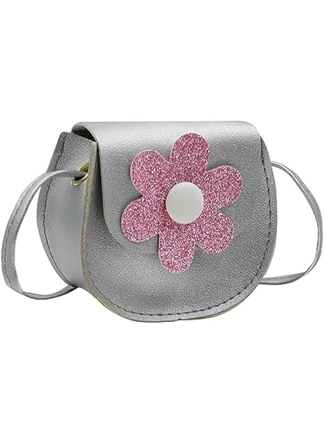 Little Crossbody Bag Purse Mini Single-Shoulder Bag Handbag Pouch Coin Purse for Women Girls Toddler,Silver Flower Purse  - Image 4