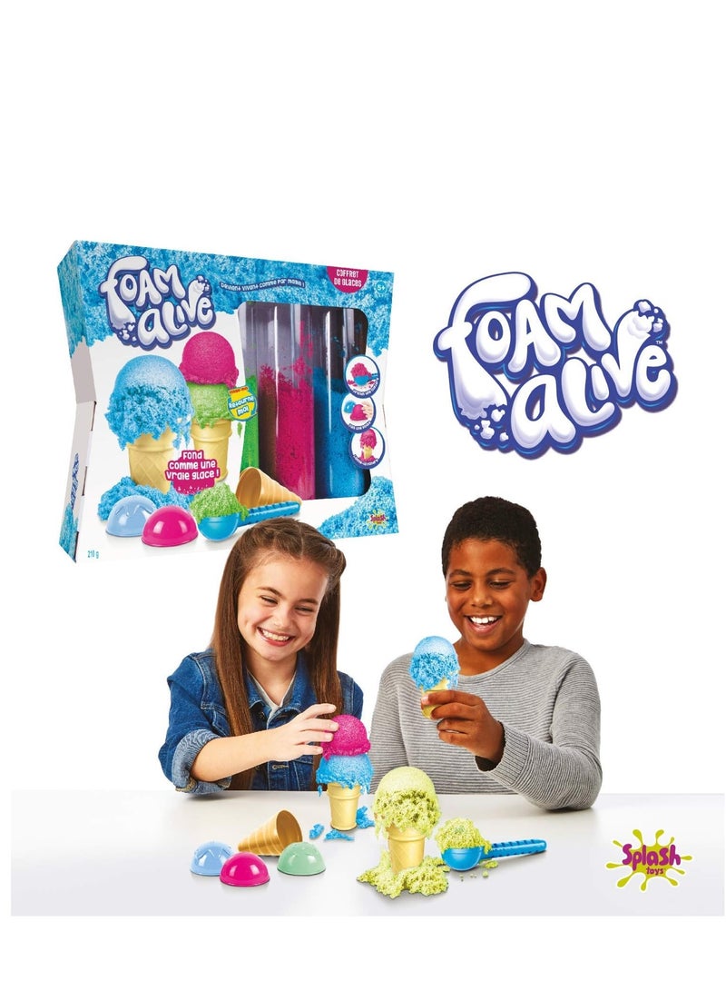 Rally Foam Alive Ice Cream Maker Kit for Kids - 3 Colors (Blue, Pink, Green) - Fun and Safe Ice Cream Making Toy - Image 1