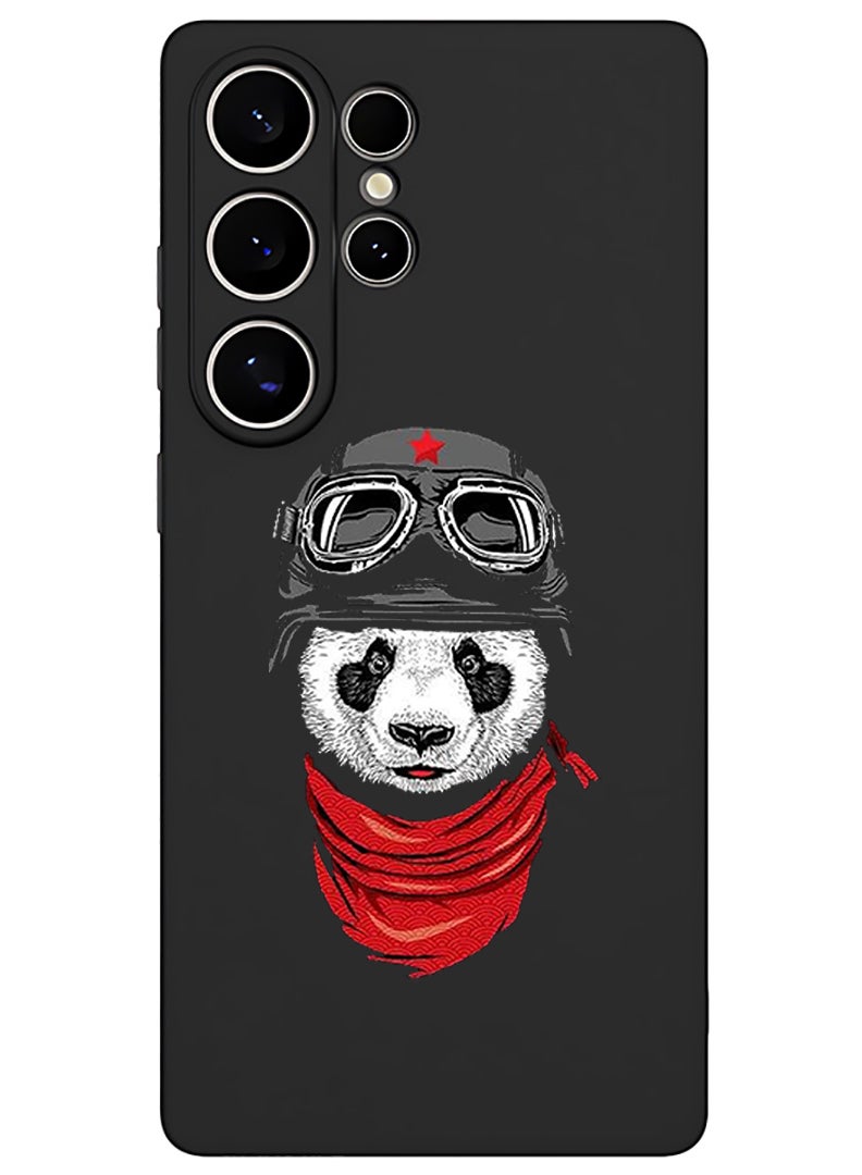 Protective Slim Fit Case Liquid Silicone Cover with Full Body Protection Anti-Scratch Shockproof Case For Samsung Galaxy S25 Ultra (Black) - Panda