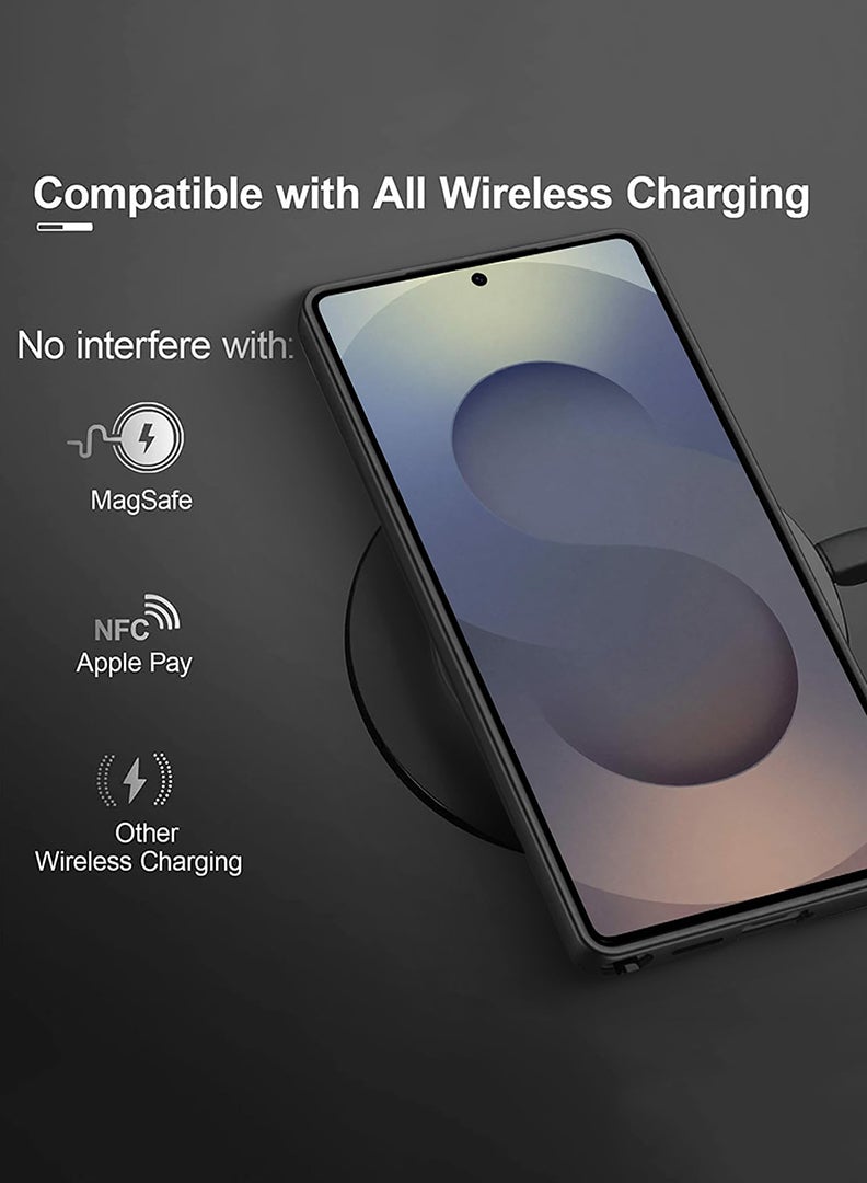 Protective Slim Fit Case Liquid Silicone Cover with Full Body Protection Anti-Scratch Shockproof Case For Samsung Galaxy S25 Ultra (Black) - Panda