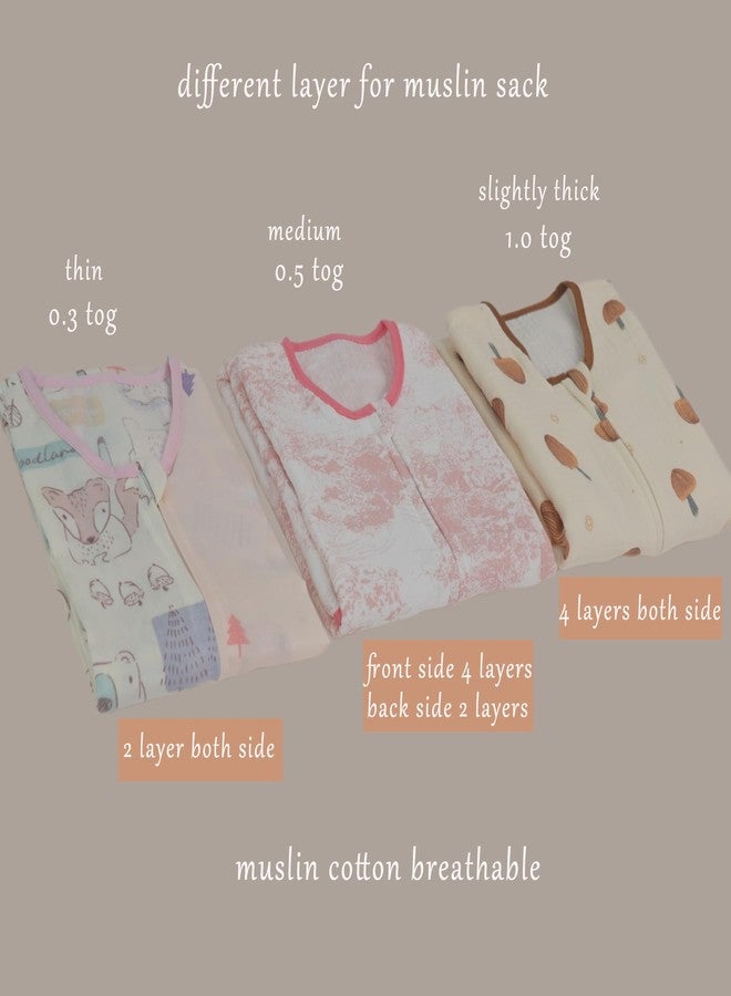 BLOOMSTAR Muslin Cotton Toddler Girl Sleeping Bag 0.5-0.7 TOG (2-3T) - Lightweight & Breathable Wearable Blanket, Sleeveless Sleep Sack with 4-Layer Front & 2-Layer Back, All-Season Use - Image 5