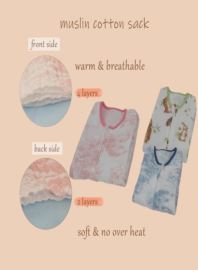 BLOOMSTAR Muslin Cotton Toddler Girl Sleeping Bag 0.5-0.7 TOG (2-3T) - Lightweight & Breathable Wearable Blanket, Sleeveless Sleep Sack with 4-Layer Front & 2-Layer Back, All-Season Use - Image 3