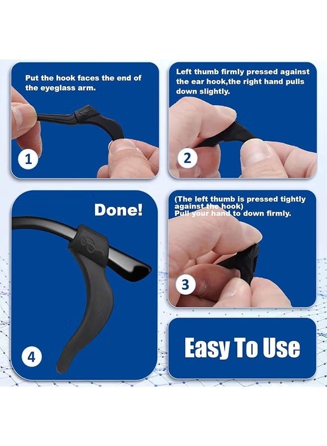Eyeglass Ear Grip, Anti-Slip Eyeglass Holder, Premium Silicone Eyeglass Ear Hook, Eyeglass Temple Tips Sleeve Retainer for Reading Glasses, Sunglasses, Eyeglasses, 14 Pairs - Image 4