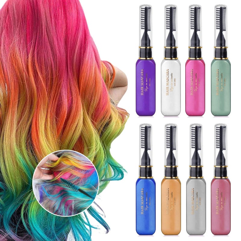 DeMoce Hair Chalk 8pcs Temporary Hair Color for Kids, Washable Hair Mascara for Birthday Cosplay DIY, Easter, New Year, 8 Colors, Natural, Light Hair Colors, Wax, 0.3527 Ounce - Image 2