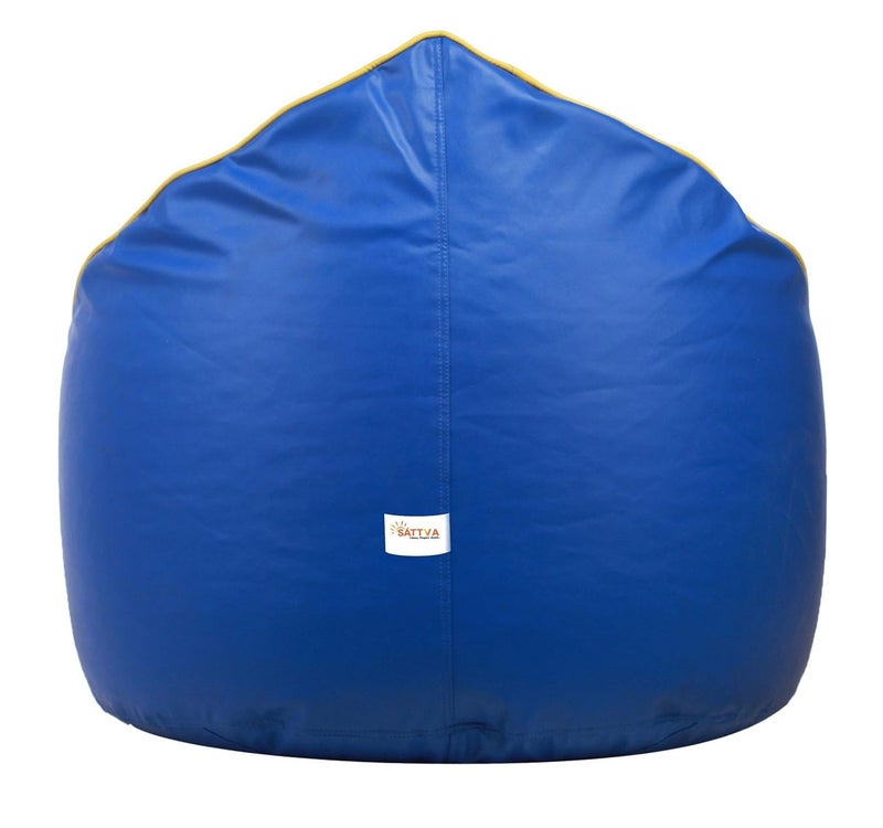 SATTVA Classy.Elegant.Stylish Sattva Combo Muddha Bean Bag Cover Royal Blue Yellow Piping and Square Footstool Cover Without Cover Yellow  - Image 4