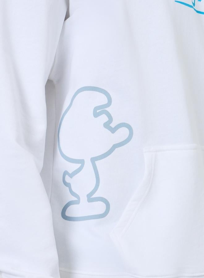 Styli Men White Smurf Graphic Print Hoodie - Image 4