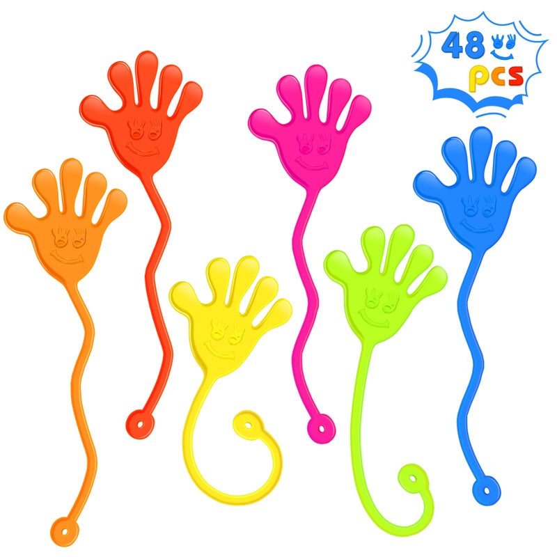 Genuvi Sticky Hands Bulk 48 PCS Party Favors for Kids 4-8 8-12 Stretchy Sticky Hand Toy Valentines Day Gifts for Kids Goodie Bag Stuffers Fillers Small Classroom Prizes Student Gifts Birthday Party Supplies - Image 1
