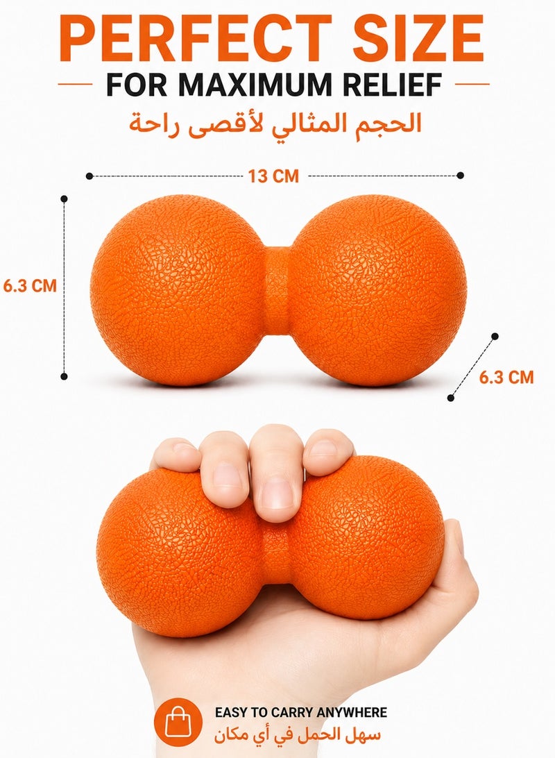 قطوب كرة مساج مزدوجة للتدليك العميق – كرة تدليك لتخفيف آلام الظهر والشد العضلي والتعافي بعد التمارين – علاج لنقاط الضغط وتمارين اليوغا - Image 4