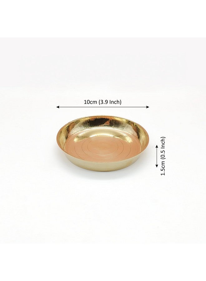 DOKCHAN Brass Plain Design Heavy Plate for Store kumkum, haldi, akshat, Prashad/Heavy Small thali for Pooja Purpose Round Shape Plate (Size - 10cm | Pack of 1) - Image 4