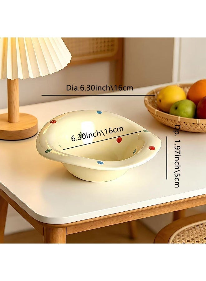 Nailuck 2PCS Wavy Shaped Hand-Painted Polka Dot Ceramic Bowl, 180ml, High-Temperature Resistant, Perfect for Salad/Yogurt/Dessert/Soup, Home Kitchen Tableware - Image 5