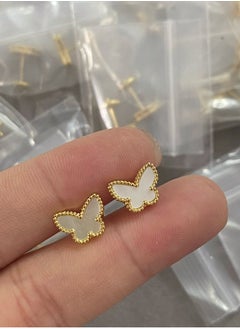 Van Women's small white shell butterfly earrings fashionable gift  - Image 2