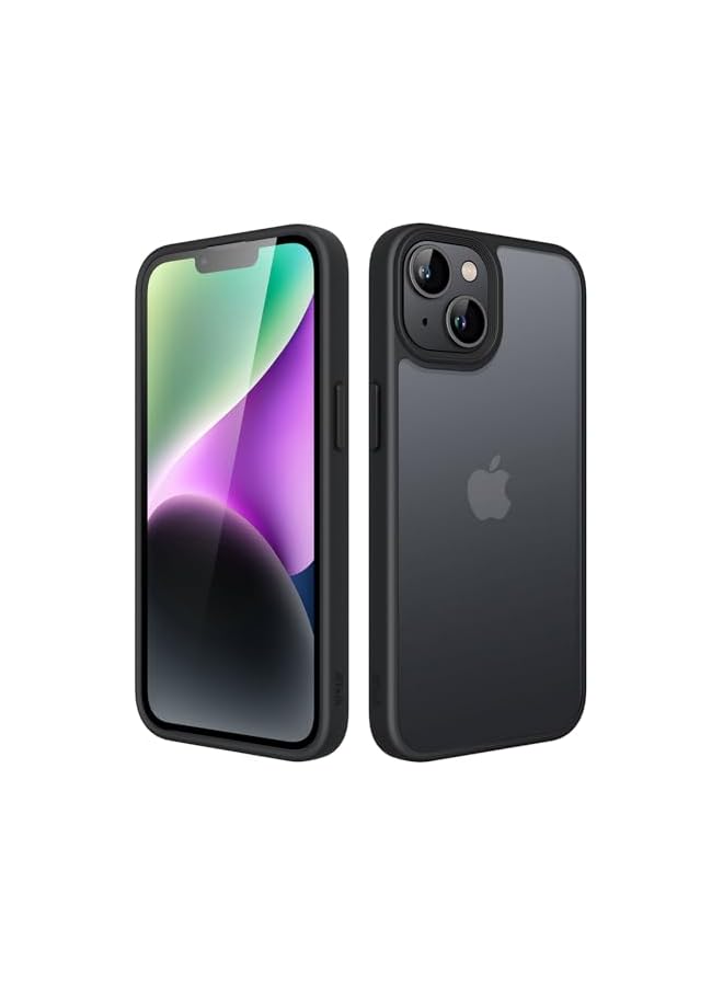 جي تيك حافظة JETech غير لامعة لهاتف iPhone 14 مقاس 6.1 بوصة، حماية من السقوط بدرجة عسكرية مقاومة للصدمات، غطاء هاتف خلفي شفاف بلوري، مضاد لبصمات الأصابع (أسود) - Image 1