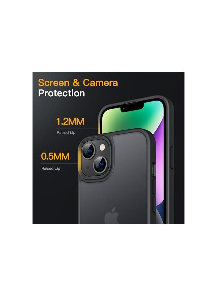 جي تيك حافظة JETech غير لامعة لهاتف iPhone 14 مقاس 6.1 بوصة، حماية من السقوط بدرجة عسكرية مقاومة للصدمات، غطاء هاتف خلفي شفاف بلوري، مضاد لبصمات الأصابع (أسود) - Image 2