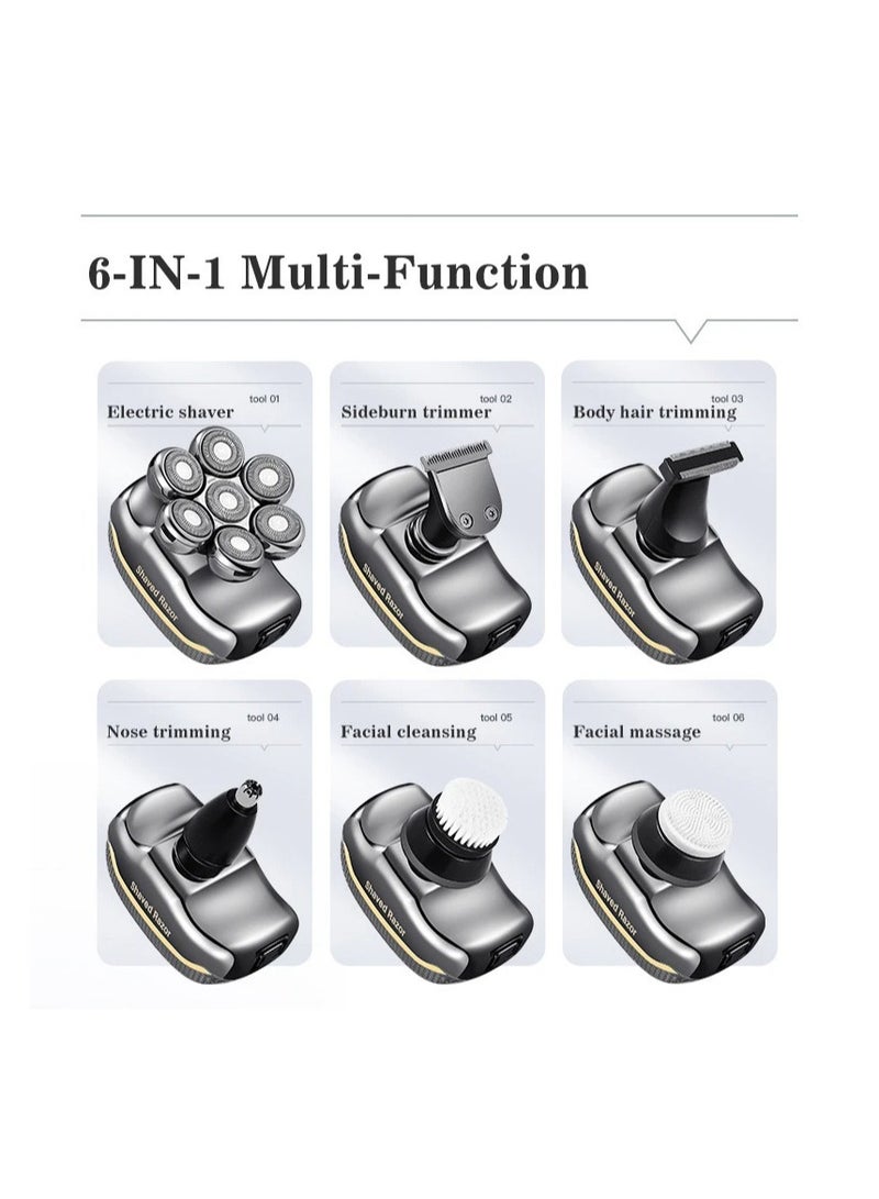 AROAQ 6in1 Men's Electric Head Shaver Razor Rechargeable Cordless Hair Shaving Razors for Bald Men Beard Trimmer Body Grooming Kit - Image 4