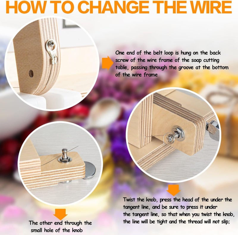 Evinis Wooden Soap Cutter Adjustable Wire Slicer Cutting Tool for Handmade Soap Making Candles Trimming Cheese DIY Cutting Making Tool (Style1) (Z-01) - Image 5
