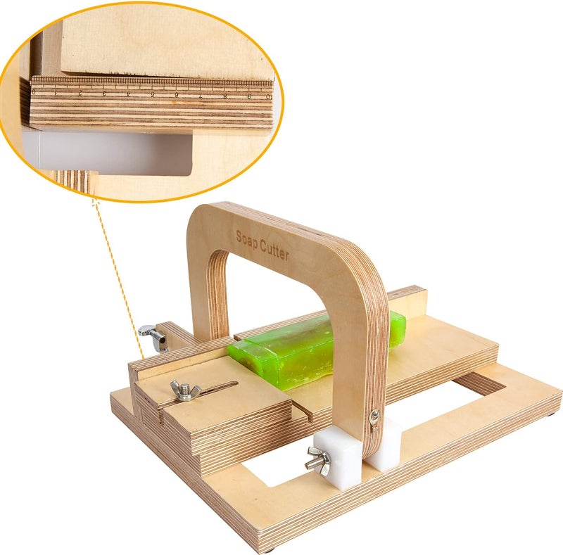 Evinis Wooden Soap Cutter Adjustable Wire Slicer Cutting Tool for Handmade Soap Making Candles Trimming Cheese DIY Cutting Making Tool (Style1) (Z-01) - Image 4