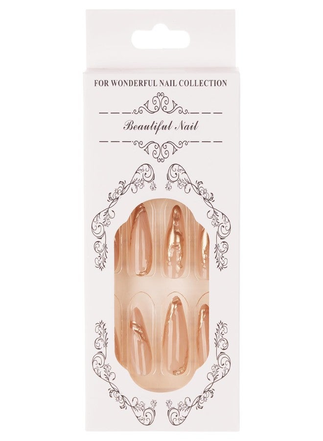 أظافر صناعية مضغوطة لعيد الميلاد 2024 - عيد الميلاد الذهبي | أظافر صناعية قصيرة على شكل لوز بلون نود، أظافر مزيفة لامعة ملصقة بنمط ثلاثي الأبعاد، مجموعة أظافر قابلة لإعادة الاستخدام مكونة من 24 قطعة بـ 12 حجمًا - Image 3