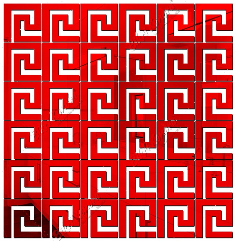 Bikri Kendra - 20 Geometric Red- Mirror Acrylic Wall Stickers - Image 5