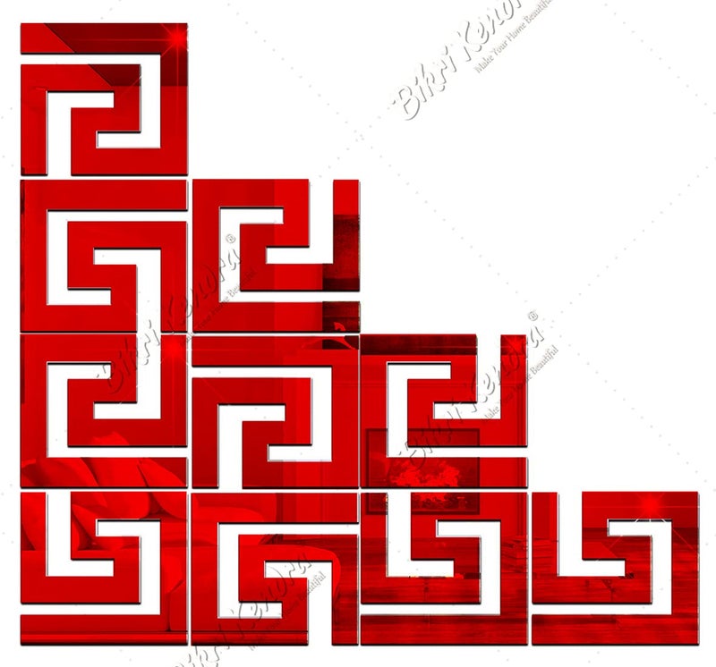 Bikri Kendra - 20 Geometric Red- Mirror Acrylic Wall Stickers - Image 1