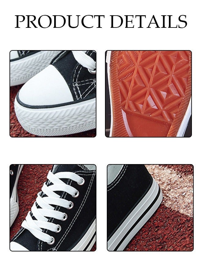 DUNISO Women's Play Fashion Sneakers Lace Up Canvas Sneaker Breathable Flat Bottom Shoes for Women Classic Student Sneakers Board Shoes for Outdoor Walking Running - Image 3