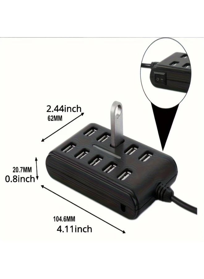 Usb Hub 10 Port With Switch High Speed Splitter Black For Computer Laptop - Image 2