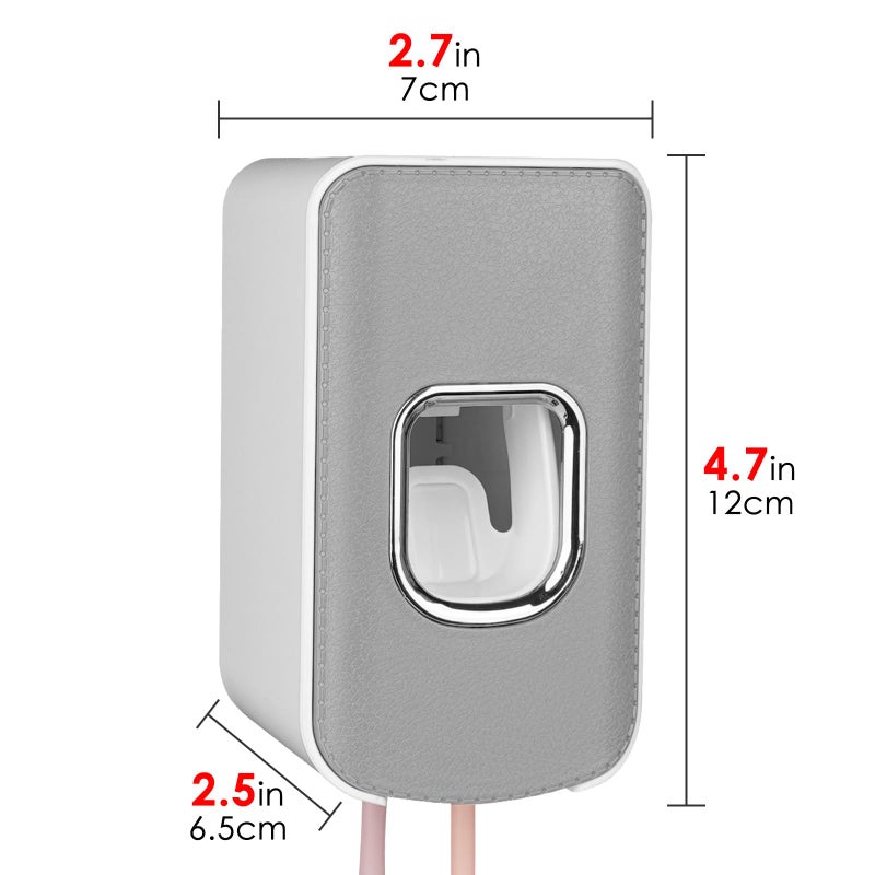 LUEXBOX 2 Slot Plastic Toothbrush Holder and Toothpaste Dispenser Wall Mounted, Automatic Toothpaste Squeezer, 2 in 1 Tooth Brush Toothpaste Organizer for Shower (Grey) - Image 4