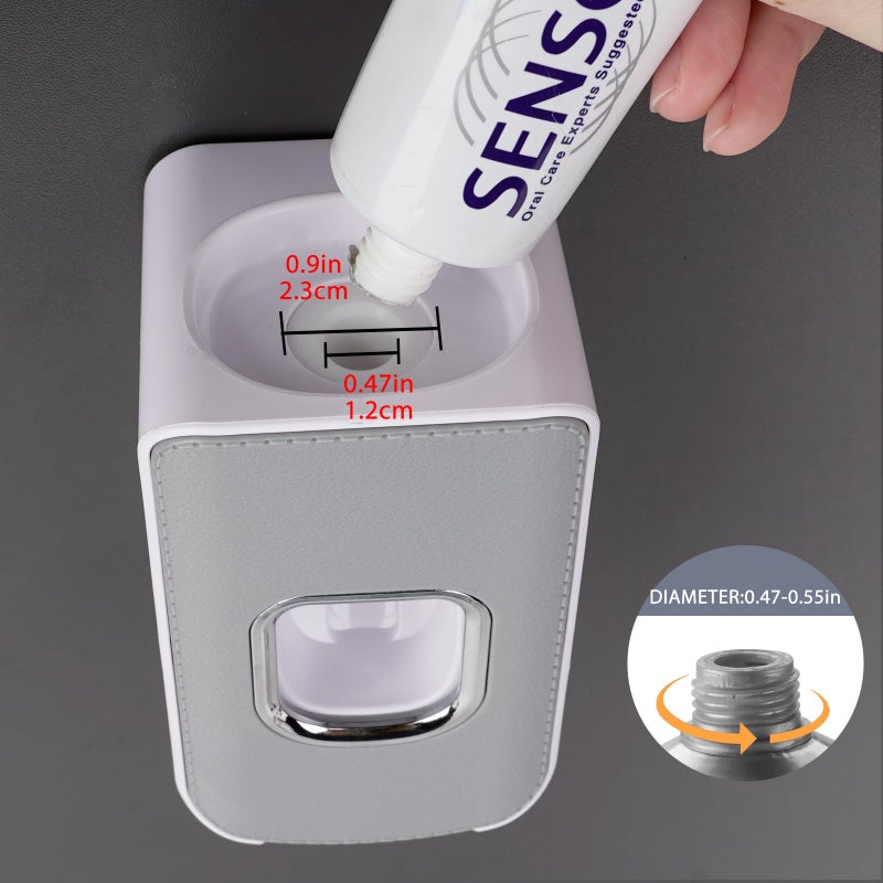 LUEXBOX 2 Slot Plastic Toothbrush Holder and Toothpaste Dispenser Wall Mounted, Automatic Toothpaste Squeezer, 2 in 1 Tooth Brush Toothpaste Organizer for Shower (Grey) - Image 2