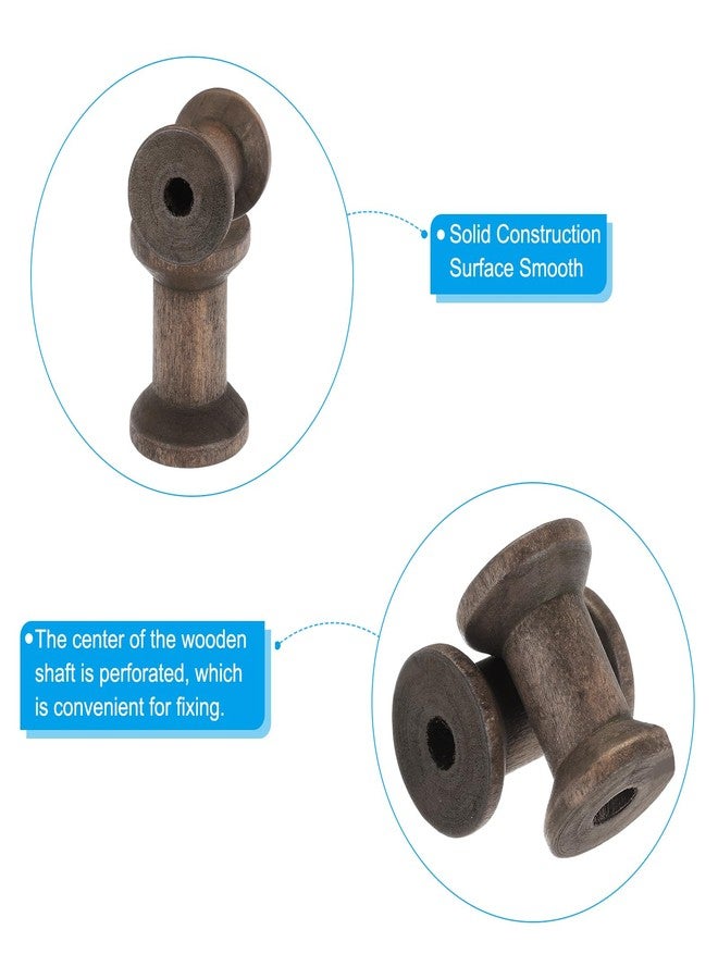 PATIKIL Wooden Empty Spools 1.2" x 0.8", 10Pcs Unfinished Wood Sewing Thread Spool Natural Wire Weaving Bobbins for Crafts Embroidery, Dark Brown - Image 4