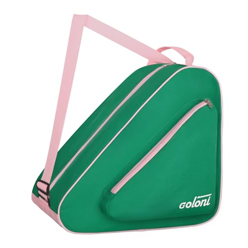 Goloni Ice Roller Skate Bag with MultiPockets Adjustable Strap for AdultsGreen - Image 1