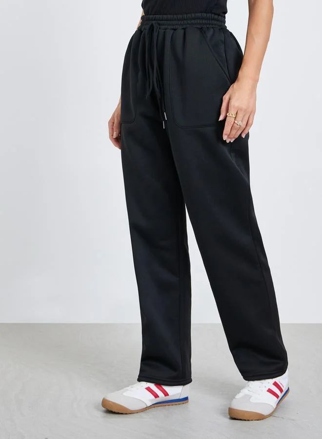 تايك تو بنطلون نسائي مستقيم بخصر مطاطي برباط