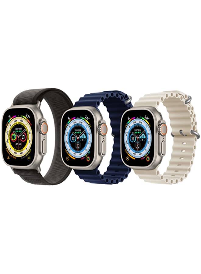 IAF Silicone Ocean Band Strap Snow White Silicone Ocean Band Strap Pearl White Set of 2 for Apple Watch Ultra 8 49mm