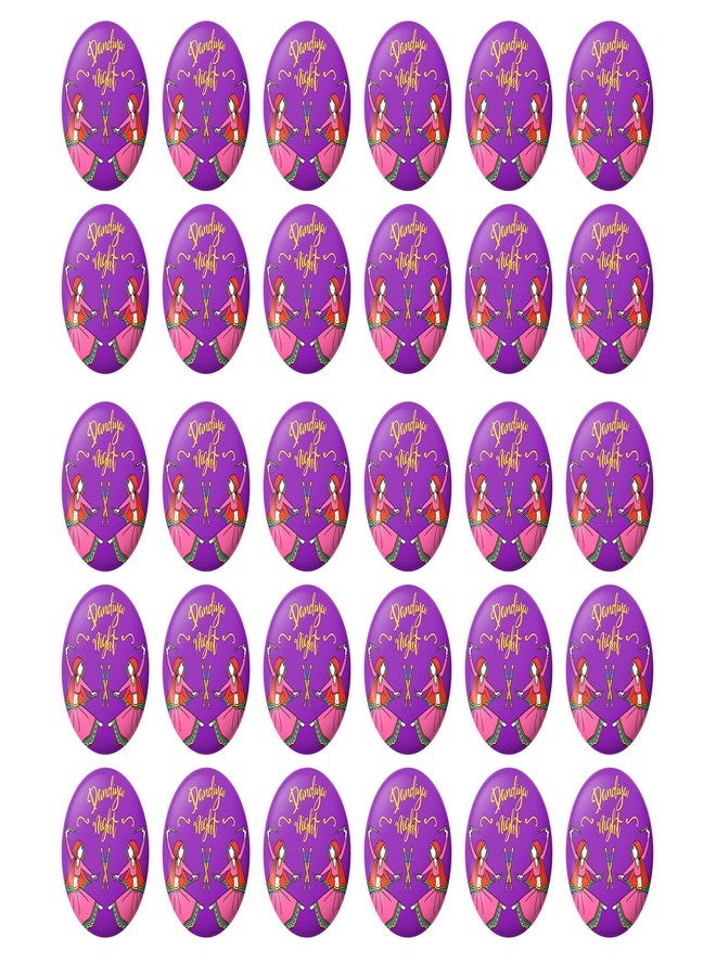 Hubops dandiya badge Round Pin Button Badge for Navratri Celebration garba dandiya Other Events dandiya night Badge (44mm pack of 30) - Image 1