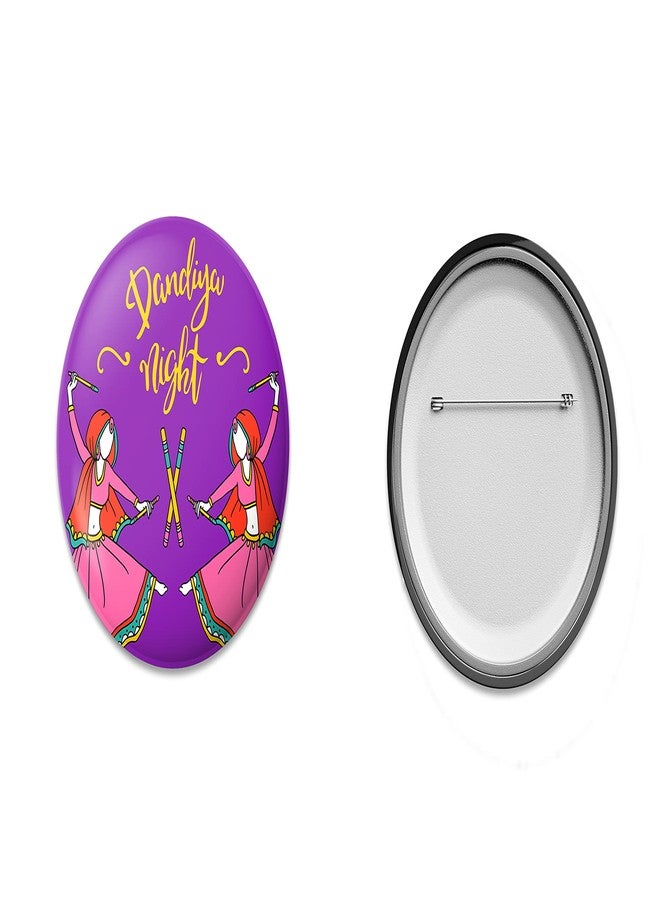 Hubops dandiya badge Round Pin Button Badge for Navratri Celebration garba dandiya Other Events dandiya night Badge (44mm pack of 30) - Image 2