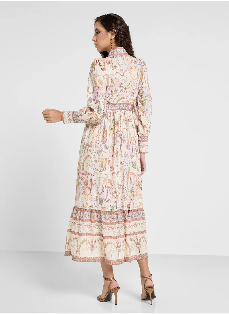 Khizana Abstract Printed Dress