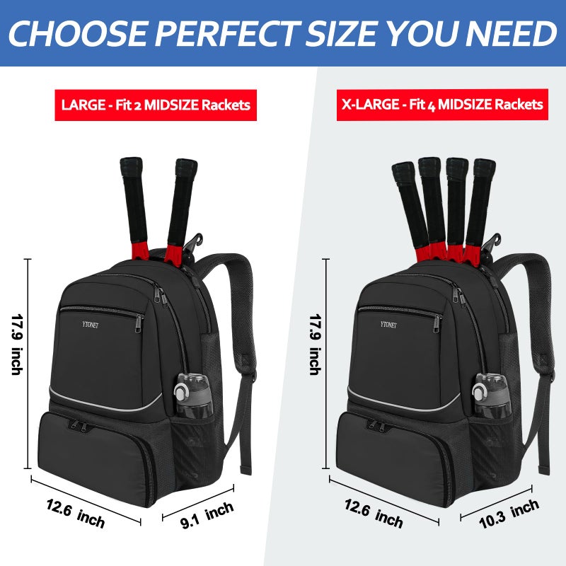 Ytonet Tennis Bag Tennis Backpack for Women Men 2 Rackets with Insulated Pocket Ventilated Shoe Compartment - Image 2