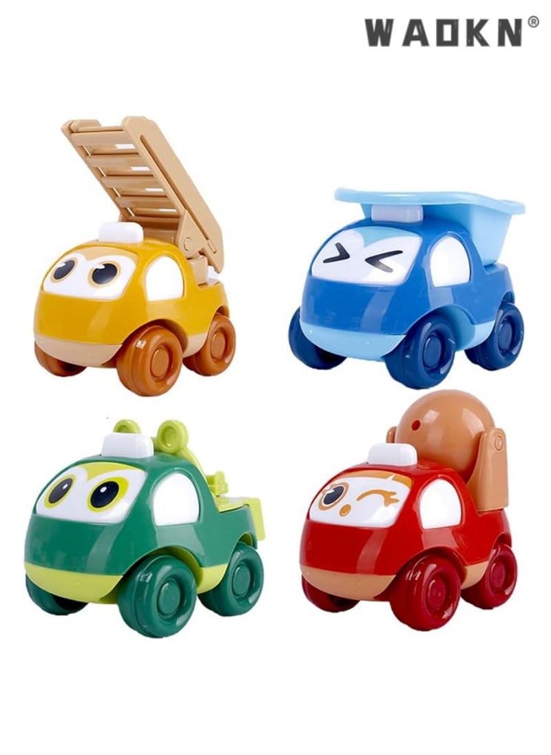 WAOKN Pull Back Cars for Toddlers, Colorful Push and Go Toys for Ages 1-3, 4 Pack Kids Early Educational Vehicles - Perfect for Boys and Girls Birthday Party Favors Gift (Inertial Cars)  - Image 1