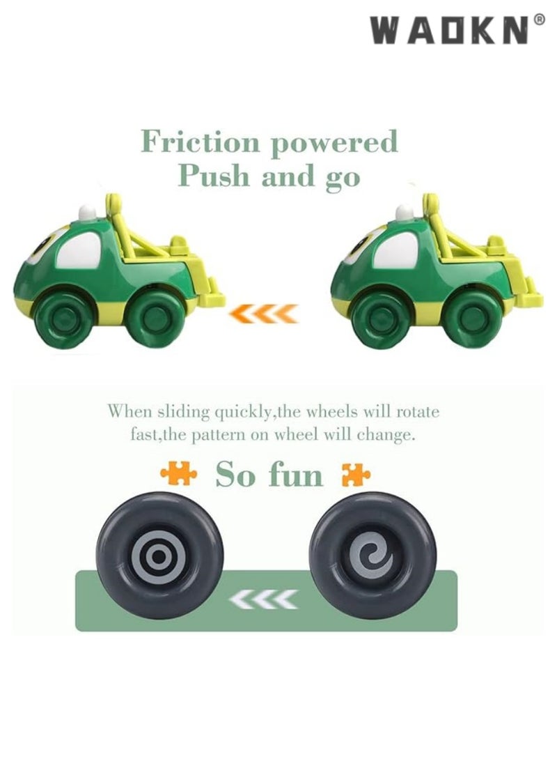 WAOKN Pull Back Cars for Toddlers, Colorful Push and Go Toys for Ages 1-3, 4 Pack Kids Early Educational Vehicles - Perfect for Boys and Girls Birthday Party Favors Gift (Inertial Cars)  - Image 3