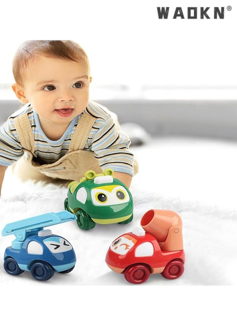 WAOKN Pull Back Cars for Toddlers, Colorful Push and Go Toys for Ages 1-3, 4 Pack Kids Early Educational Vehicles - Perfect for Boys and Girls Birthday Party Favors Gift (Inertial Cars)  - Image 2