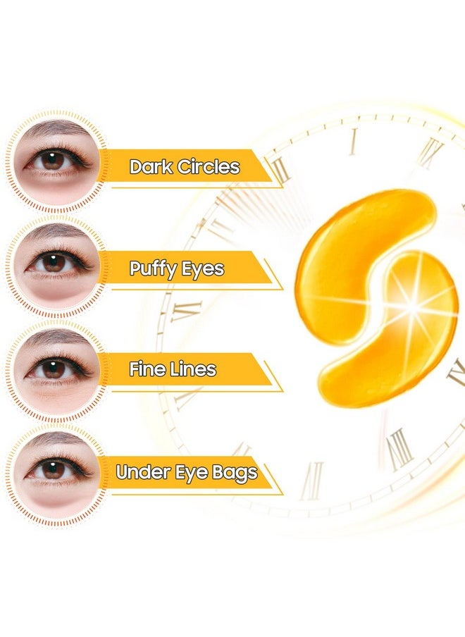 Adofect - Adofect Collagen Powder Eye Mask 29 Pairs Gold Under Eye Gel Pads, Hyaluronic Acid Under Eye Mask Gel Patches for Puffy Eye Reducing Dark Circles, Eye Bags, Wrinkle, Refresh Your Eyes, Gold - Image 1