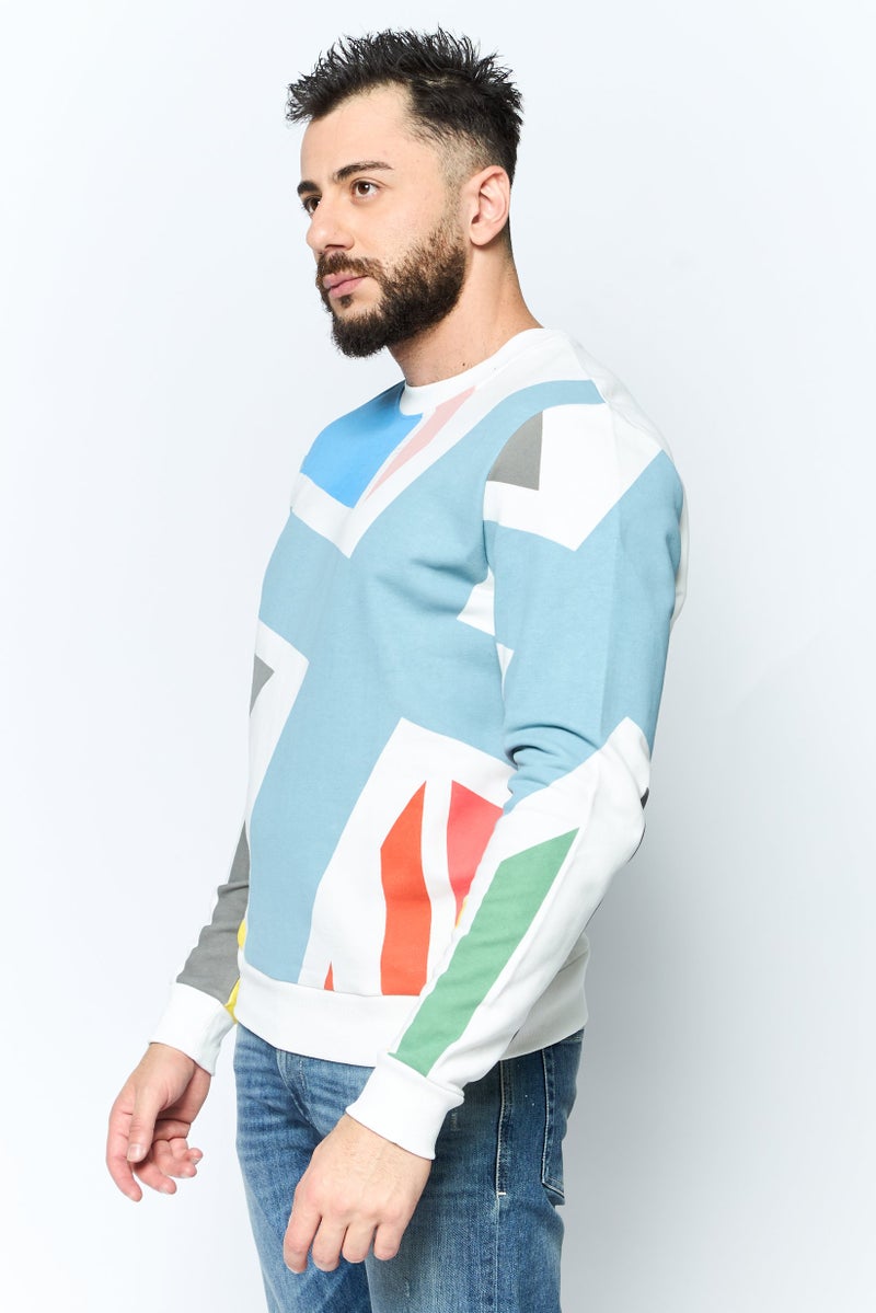 JOHN RICHMOND Men Crew Neck Graphic Print Long Sleeves Sweatshirt, White Combo - Image 3