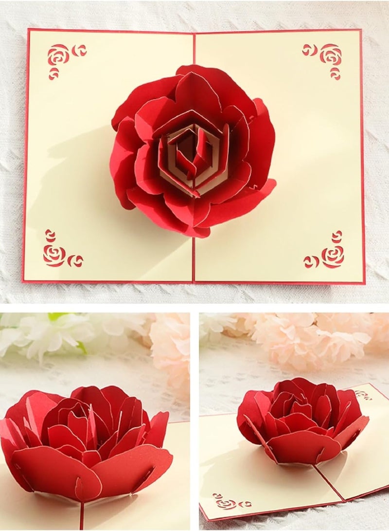 SOLARAE Rose 3D Pop-Up Card Day With Envelope Mothers Day Mom Anniversary Wife Husband Happy Birthday Thinking of You Greeting - Image 3