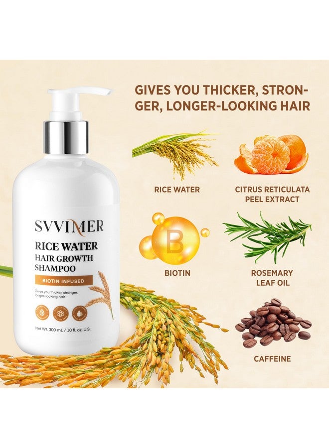 Svvimer Rice Water Hair Growth Shampoo - Thickening Shampoo with Biotin for Hair Loss and Thinning Hair - Sulfate Free for Women and Men 10 Fl Oz (Pack of 1) - Image 3