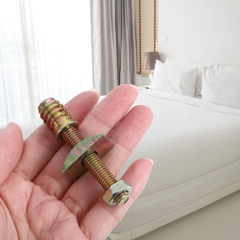 8 Sets Bed Frame Hardwares M8 Threaded Bolt Connectors Semi-Crescent Washers Universal Crib Screws Replacement Kit for Headboard and Bed Parts - Image 4