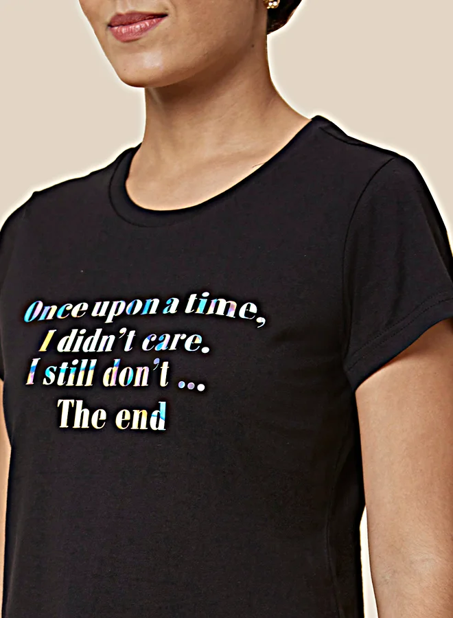 globus Slogan Print Round Neck Cotton T-Shirt