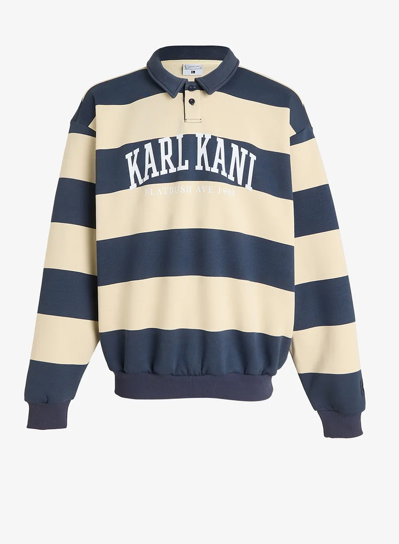 كارل كاني قميص رجبي مخطط بتصميم تراثي واسع